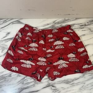 Pico Boxers Boxer Shorts 100% Silk Red Flying Pigs VTG 90s Mens L Novelty Print